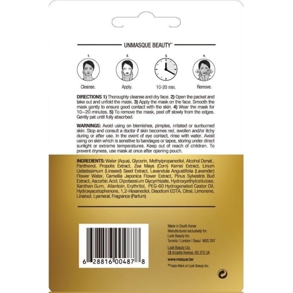 Masque Bar Sheet MASK Hydrating Calming Gold Foil Lavender - Picture 7 of 7